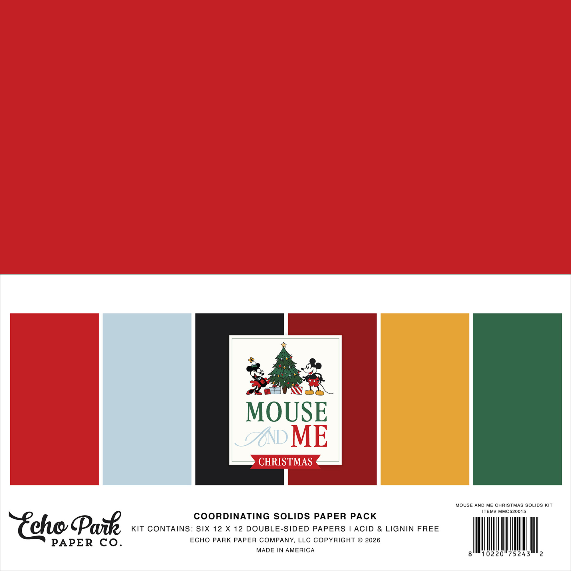  Solids Paper Pack - Mouse And Me Christmas - Echo Park