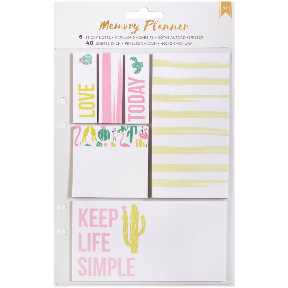 Sticky Note - 6 Pads, Various Sizes - Memory Planner - American Crafts Sticky Note - 6 Pads, Various Sizes - Memory Planner - American Crafts