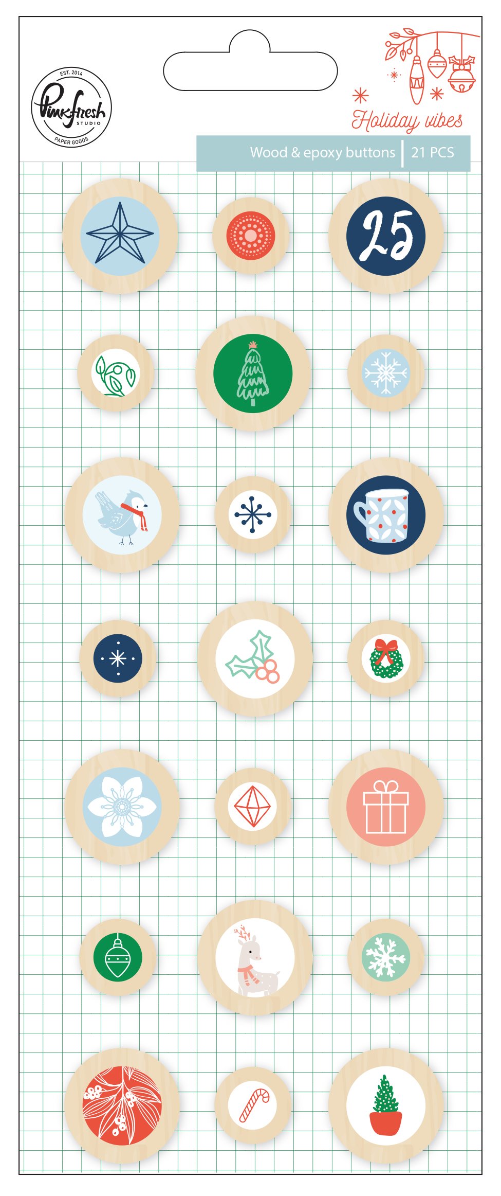 Wood Epoxy Buttons - Holiday vibes
