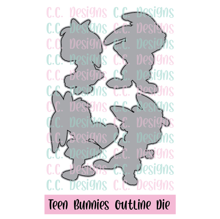 Teen Bunnies - Outline Metal Die
