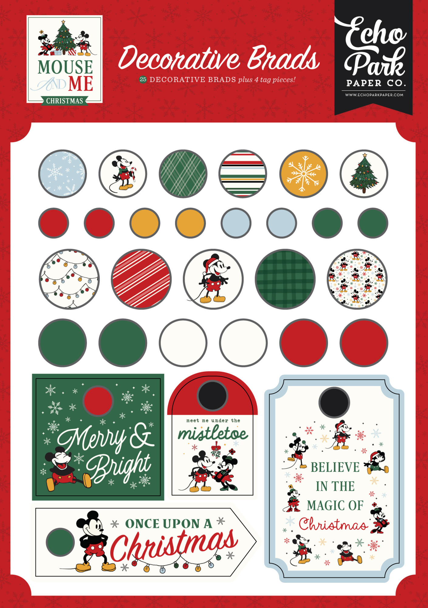 Decorative Brads - Mouse And Me Christmas - Echo Park 