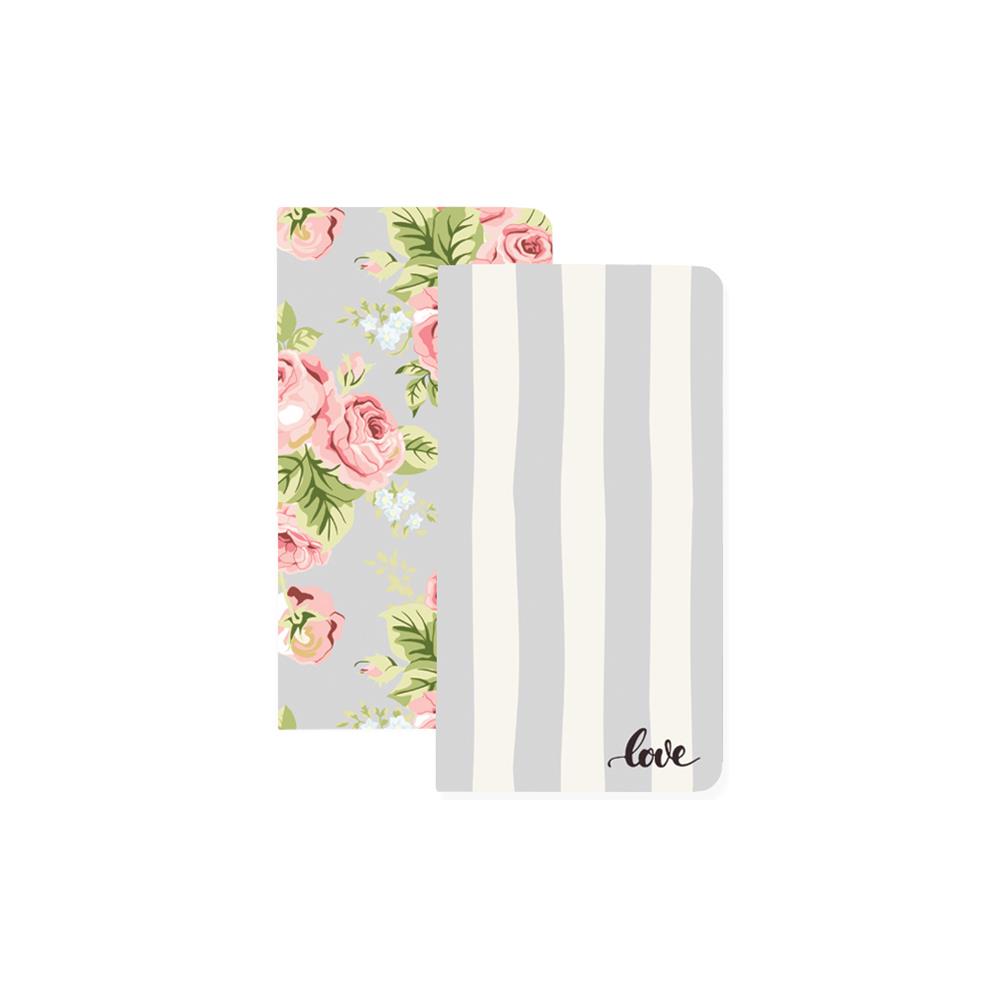 Notebooks 2/Pkg- Love Stripe & Floral W/32 Gray Sheets