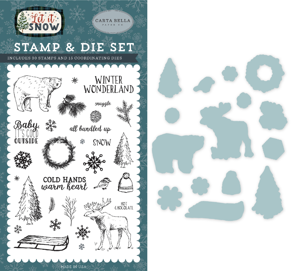 Cold Hands, Warm Heart Die & Stamp Set - Let it Snow - Carta Bella