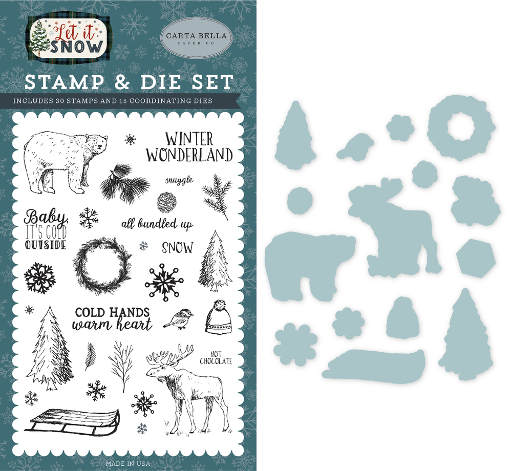 Cold Hands, Warm Heart Die & Stamp Set - Let it Snow - Carta Bella Cold Hands, Warm Heart Die & Stamp Set - Let it Snow - Carta Bella