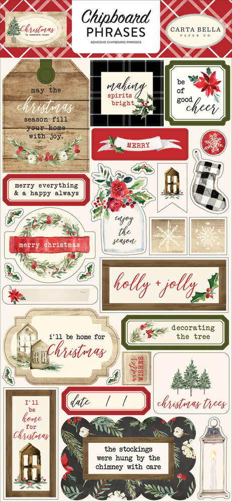 Christmas 6x13 Chipboard Phrases - Carta Bella