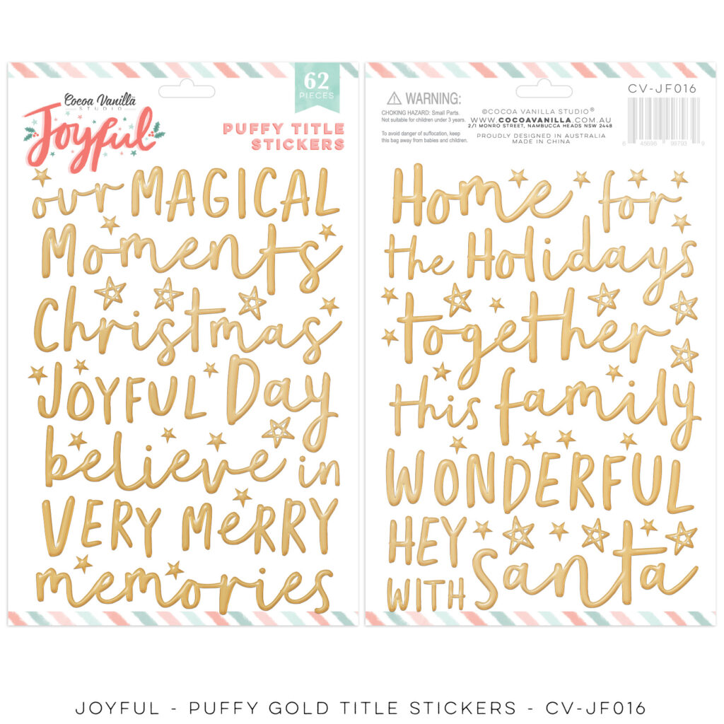 Puffy Gold Title Stickers - JOYFUL