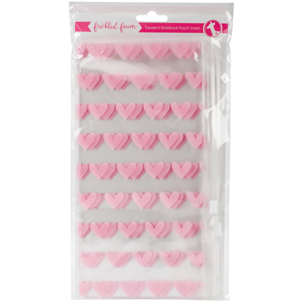 Printed Clear Plastic Double Pouch- Pink Heart