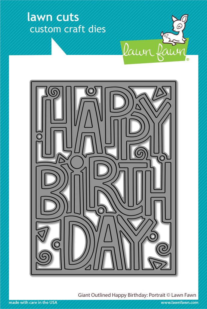 Giant Outlined Happy Birthday: Portrait - Lawn Cuts Giant Outlined Happy Birthday: Portrait - Lawn Cuts
