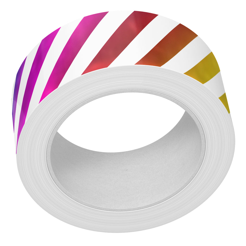 Diagonal Rainbow Stripes Foiled - Washi Tape