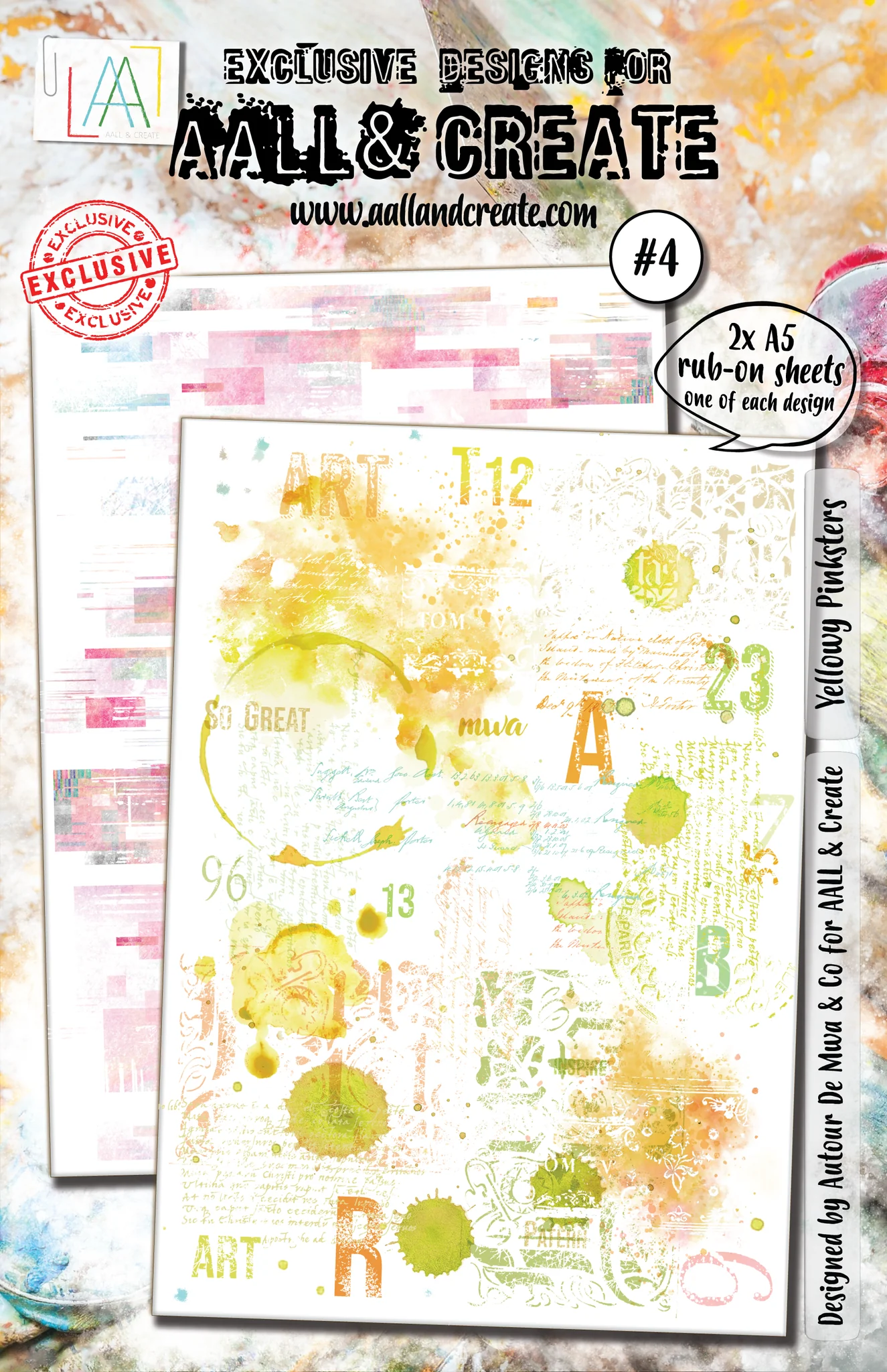 Yellowy Pinksters - #4 - A5 Rub-Ons  Yellowy Pinksters - #4 - A5 Rub-Ons