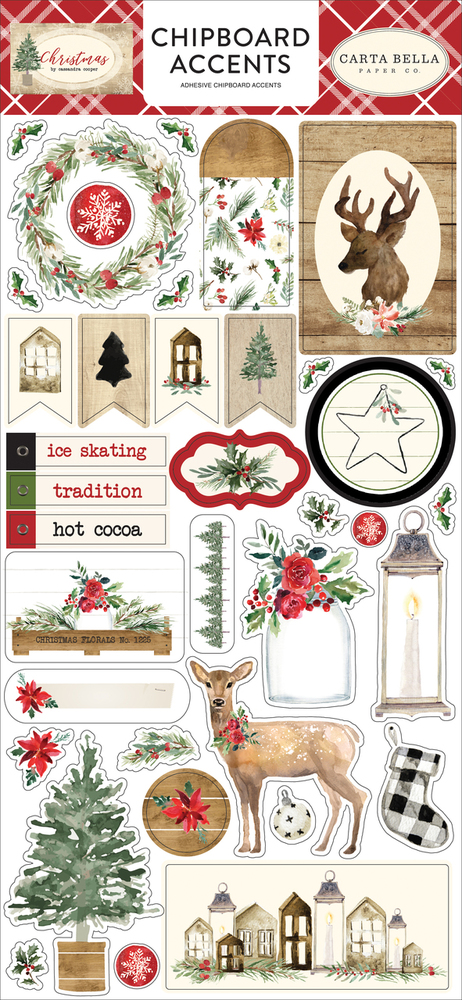 Christmas 6x13 Chipboard Accents - Carta Bella