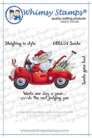 Greedy Santa - Rubber Cling Stamp