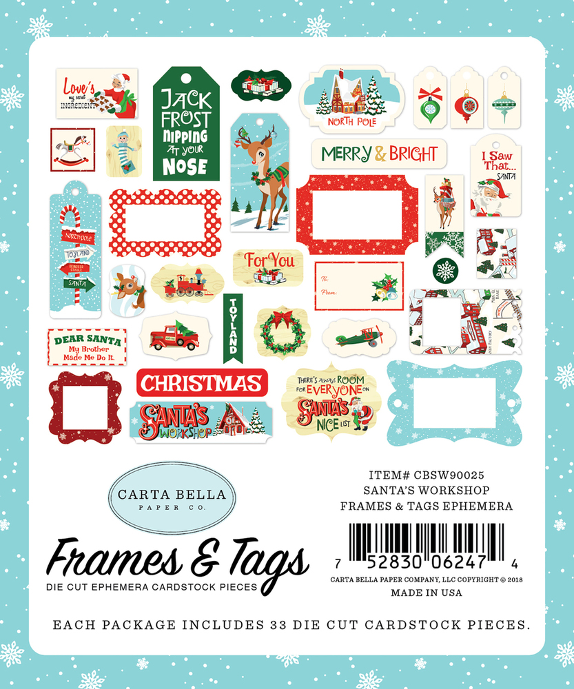 Santa's Workshop Frames & Tags Ephemera - Carta Bella Santa's Workshop Frames & Tags Ephemera - Carta Bella