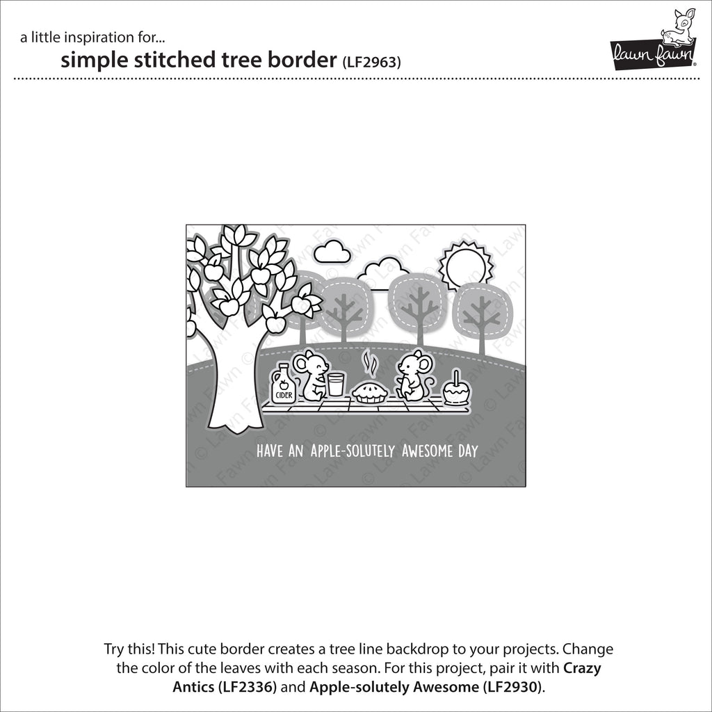 Simple Stitched Tree Border - Lawn Cuts Simple Stitched Tree Border - Lawn Cuts