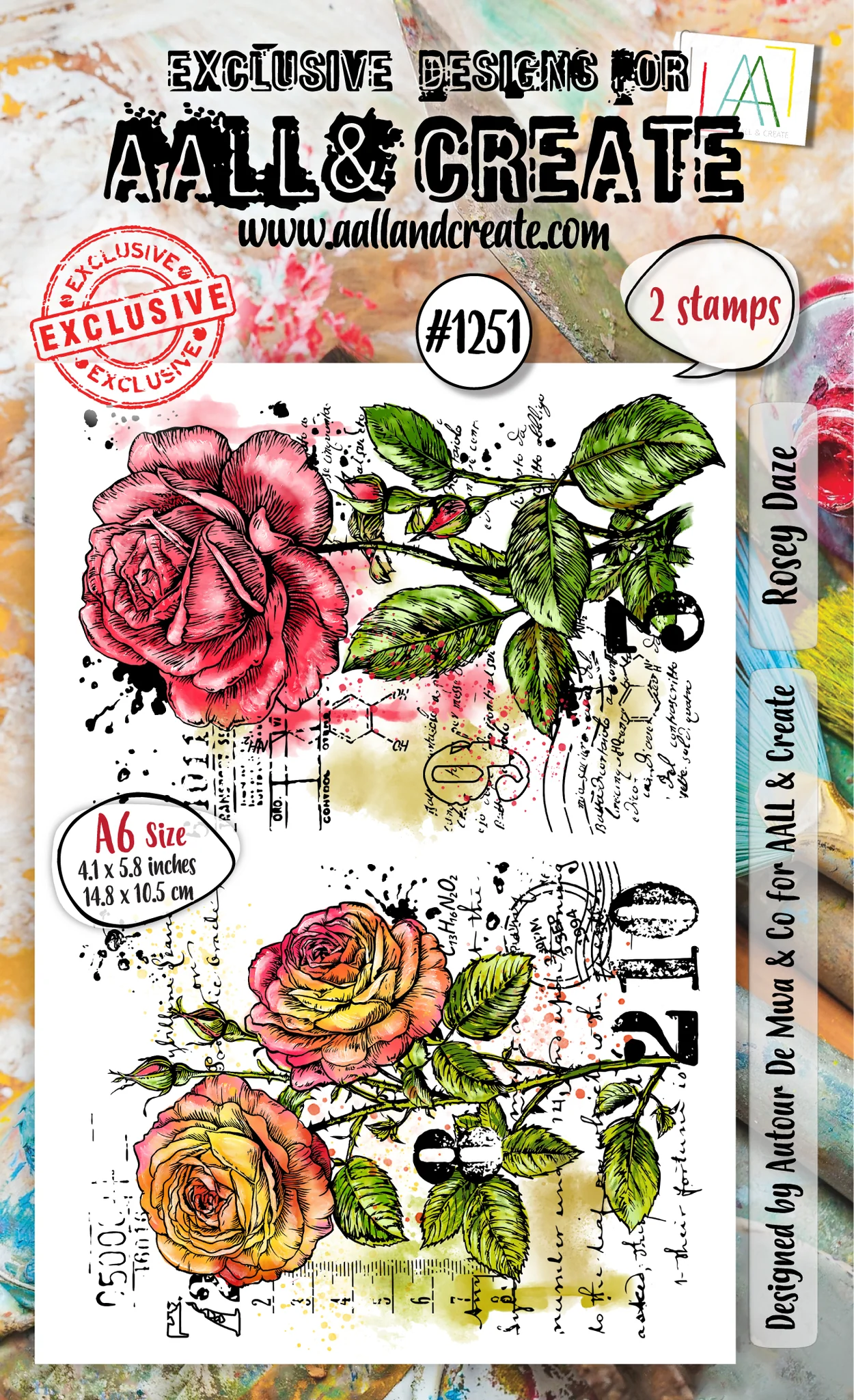 Rosey Daze - #1251 - A6 Stamp Set Rosey Daze - #1251 - A6 Stamp Set