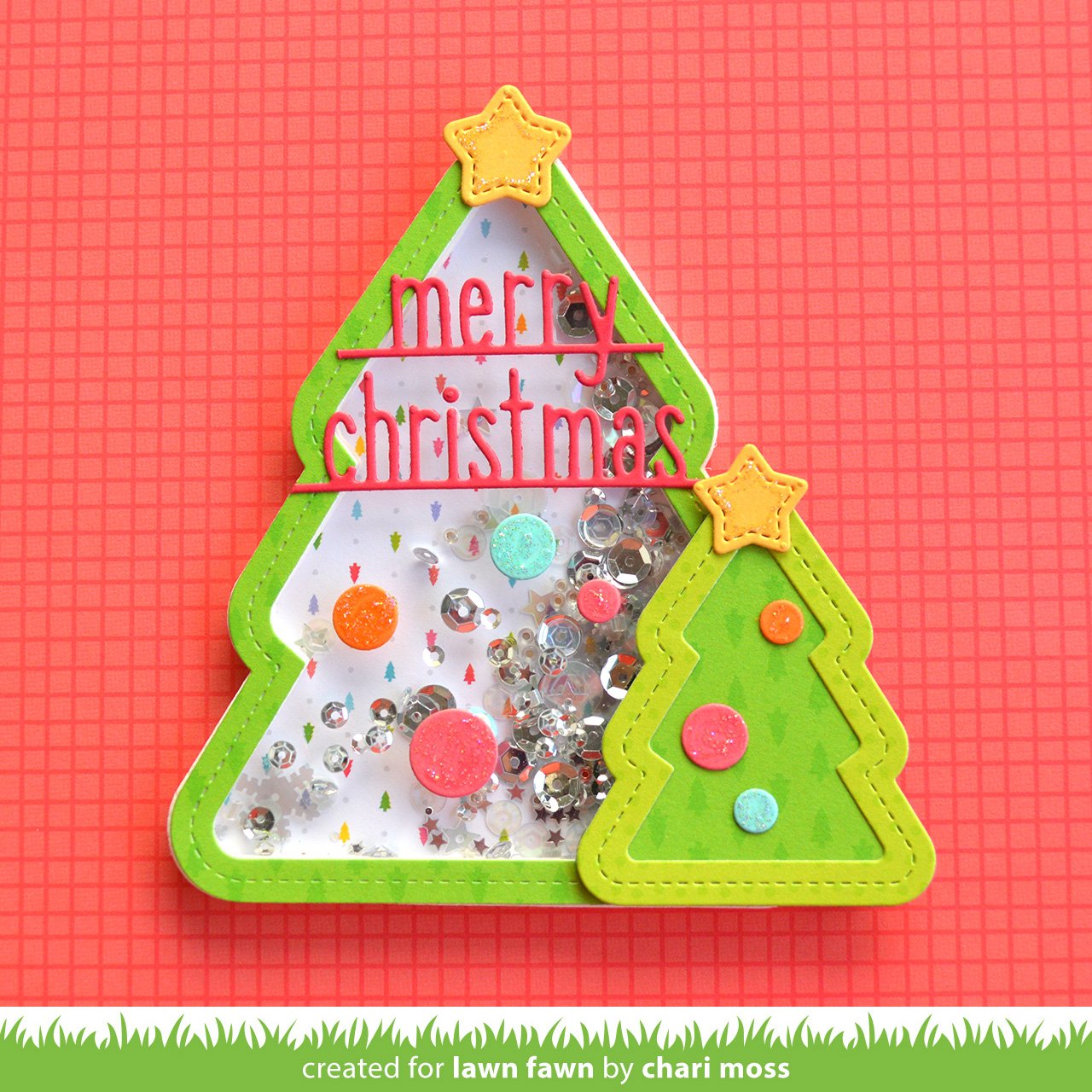 Stitched Christmas Tree Frames- Lawn Cuts
