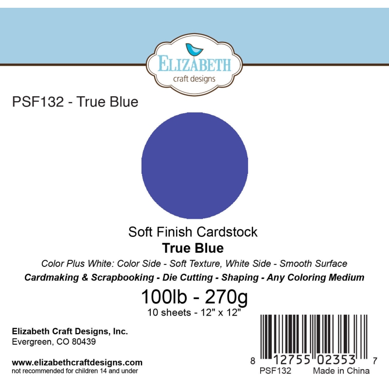 True Blue - Soft Finish Cardstock - 270gr - 12"x12"