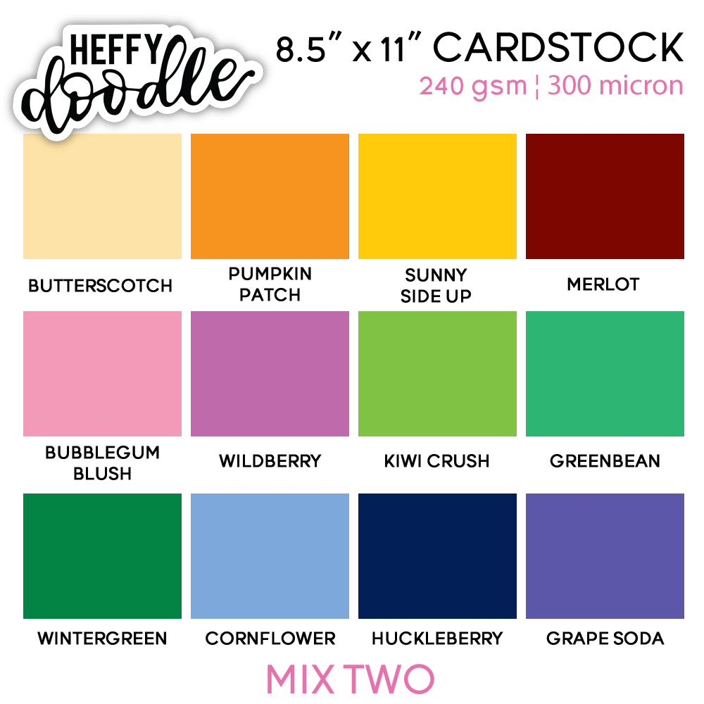 Mix 2 Multi Coloured Card - Heffy Doodle