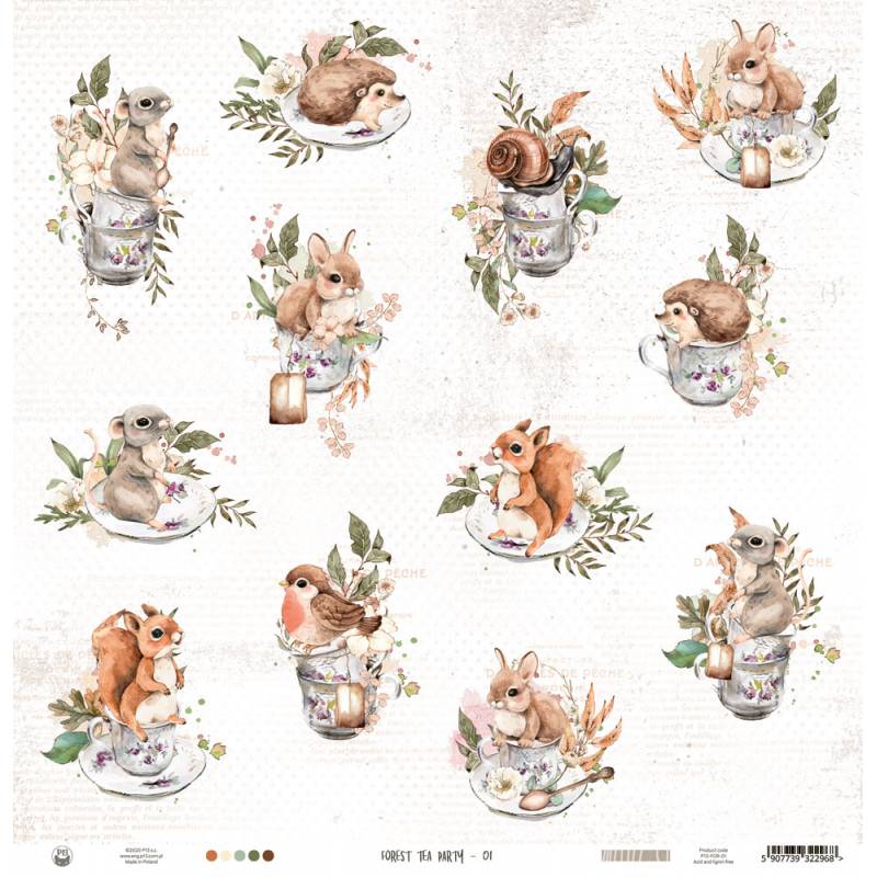 Paper 01 - 12"x12" - Forest Tea Party