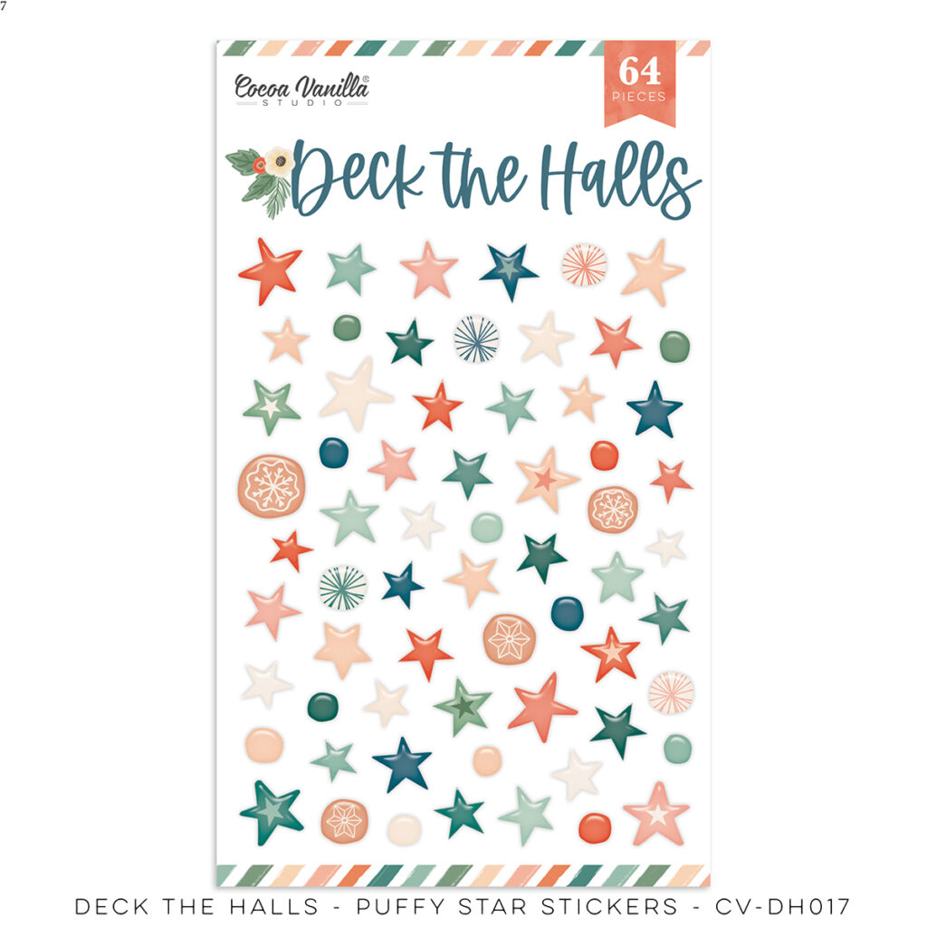 Puffy Star Stickers - Deck The Halls Puffy Star Stickers - Deck The Halls