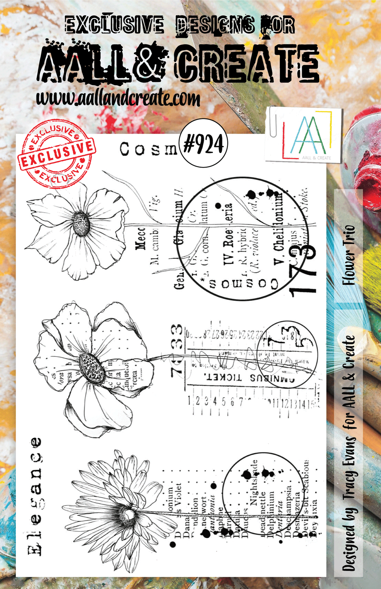 #924 - A5 Stamp Set - Flower Trio #924 - A5 Stamp Set - Flower Trio