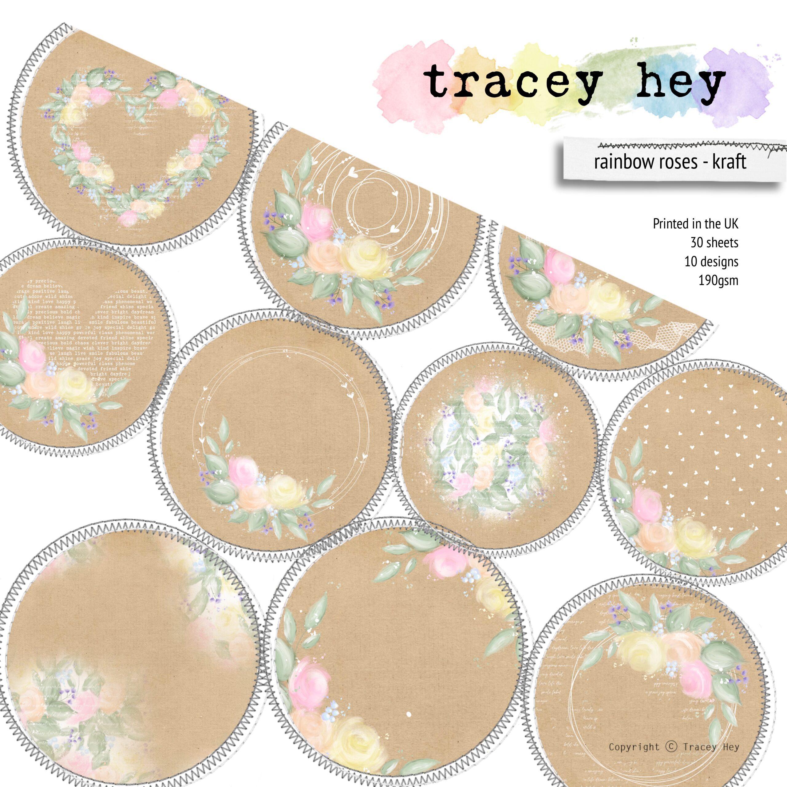 Rainbow Roses – Kraft - Paper Pad Rainbow Roses – Kraft - Paper Pad