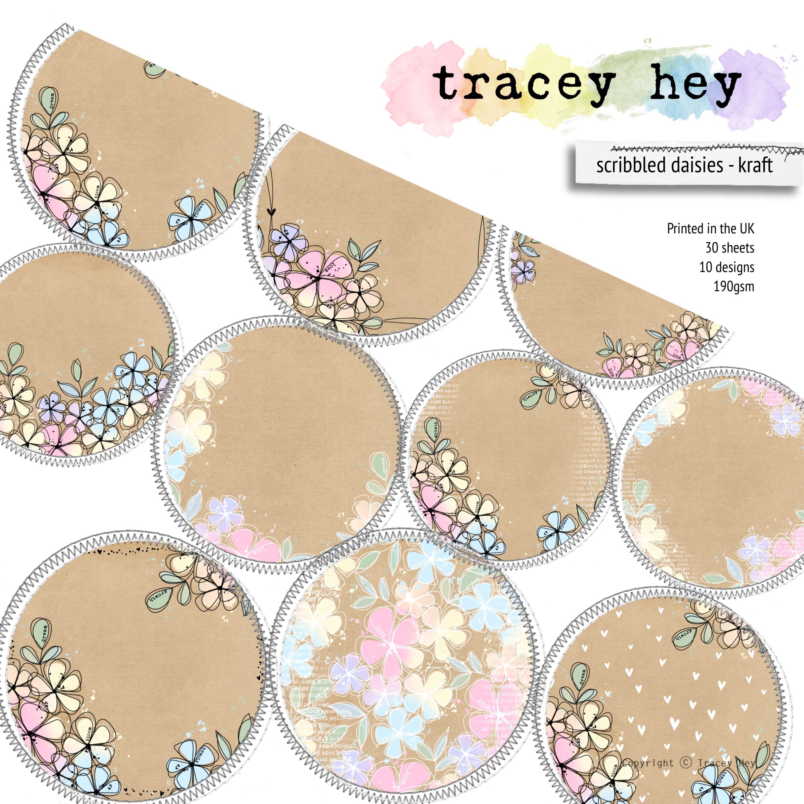 Scribbled Daisies – Kraft - Paper Pad Scribbled Daisies – Kraft - Paper Pad