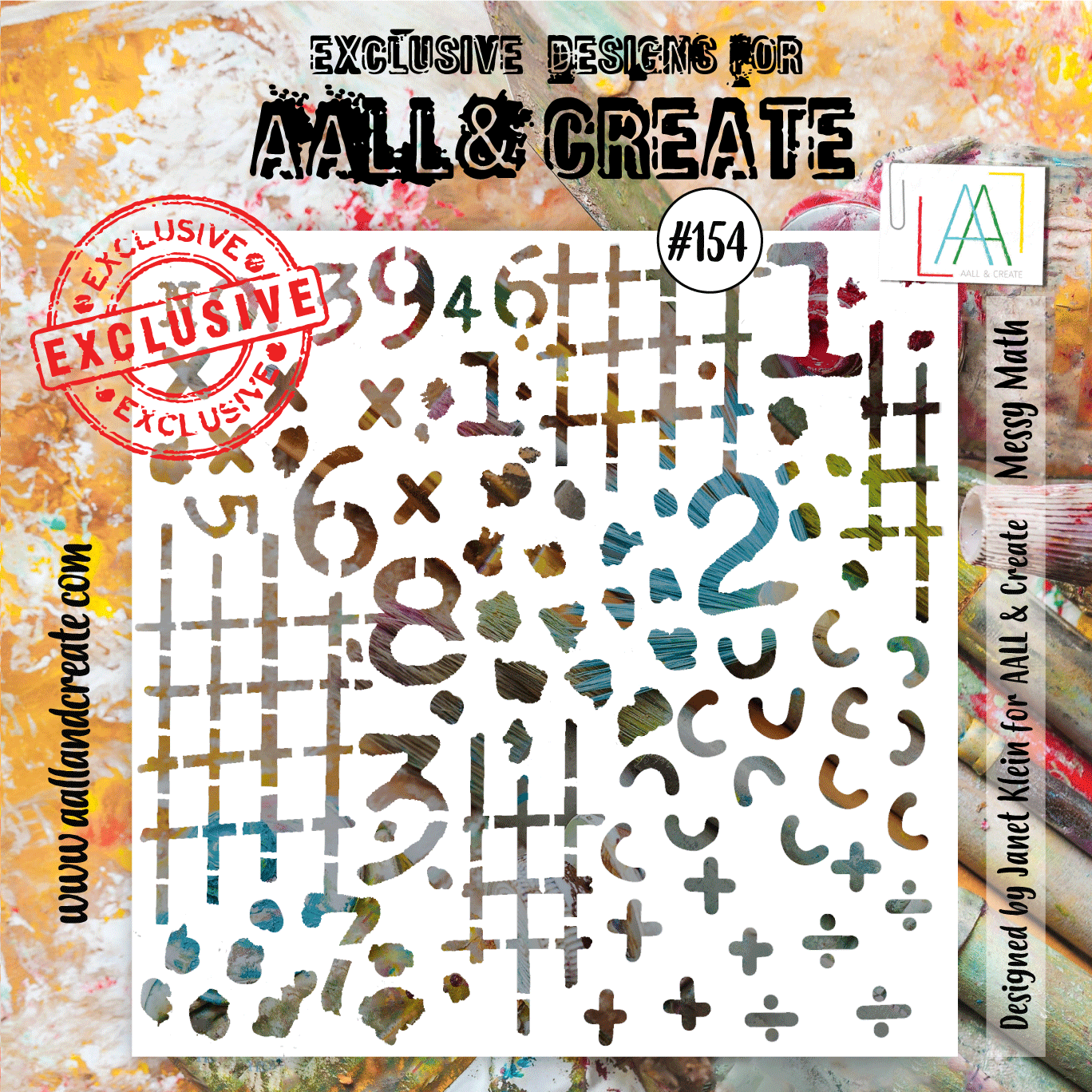 #154 - 6“x6" Stencil - Messy Math