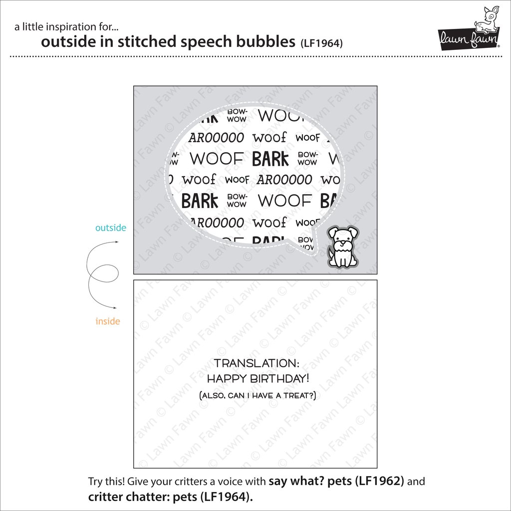 Outside in Stitched Speech Bubbles - lawn cuts
