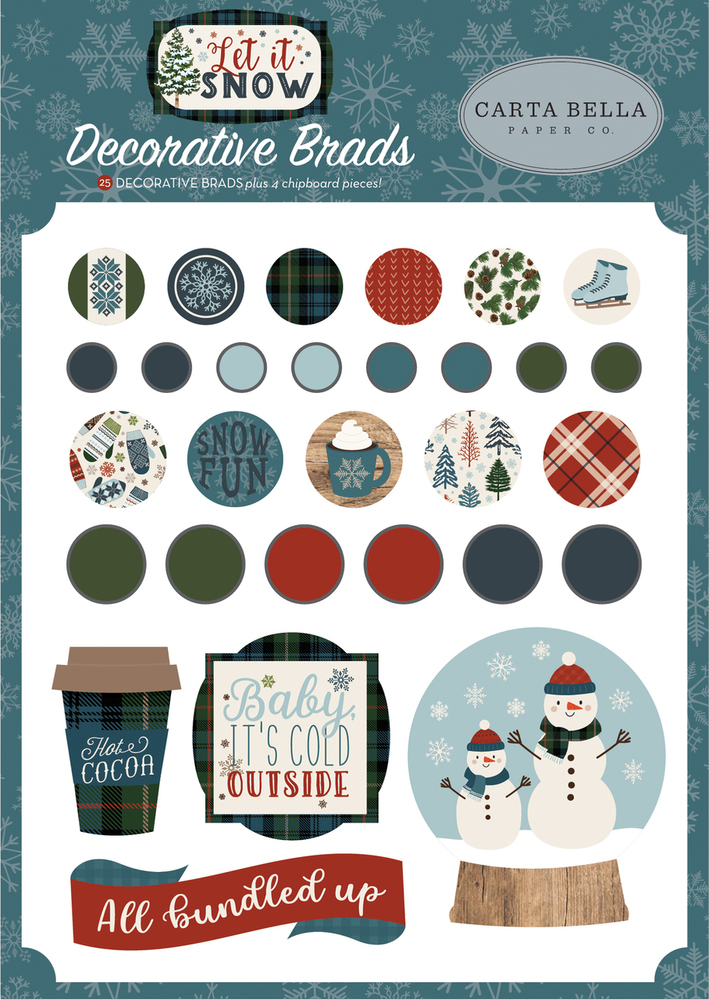 Decorative Brads - Let it Snow - Carta Bella Decorative Brads - Let it Snow - Carta Bella