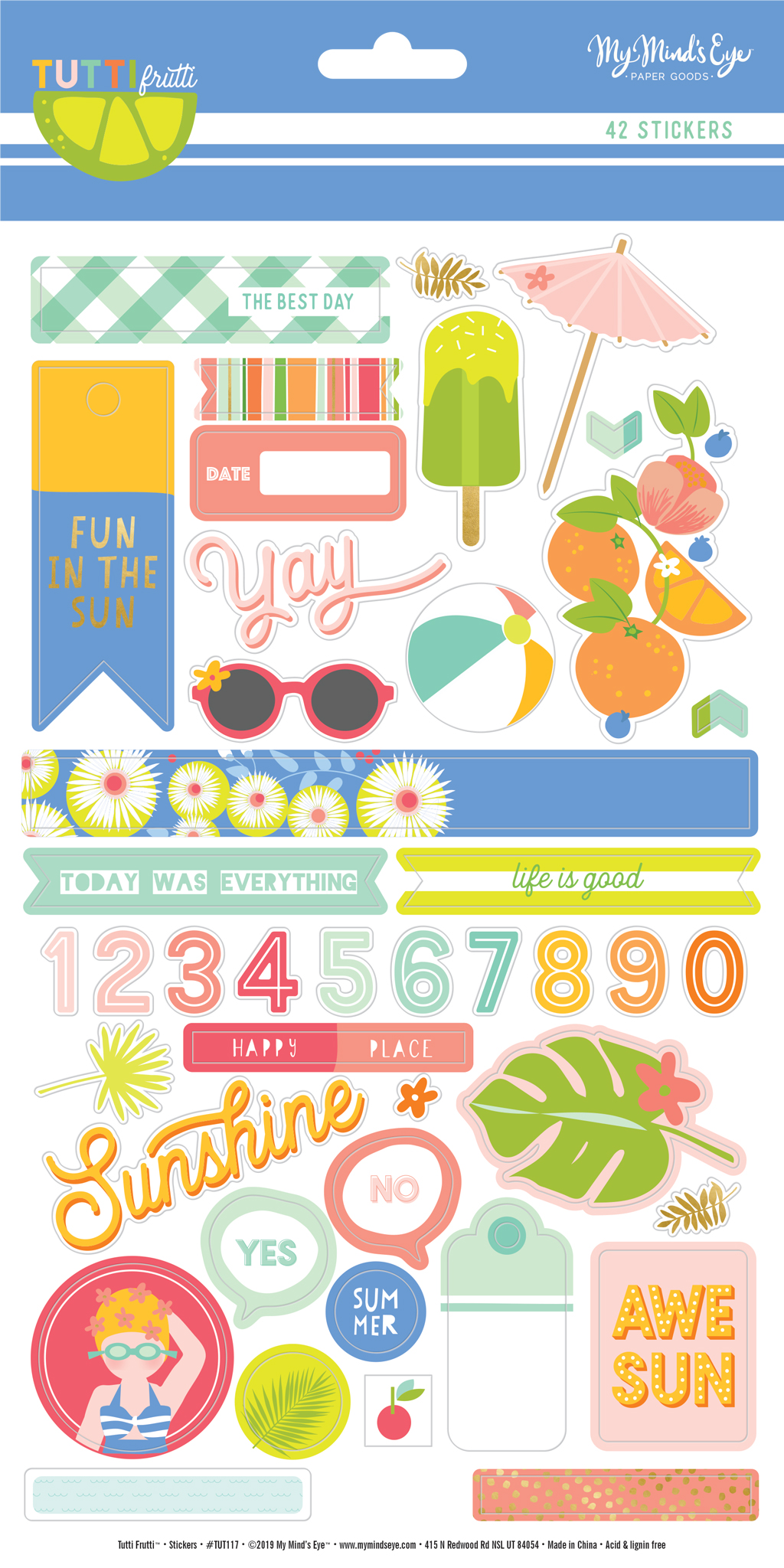 Sticker Sheet - Tutti Frutti Collection - My MindÂ´s Eye
