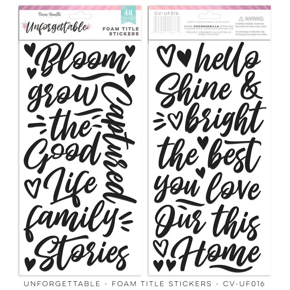 Foam Title Stickers - Unforgettable Foam Title Stickers - Unforgettable