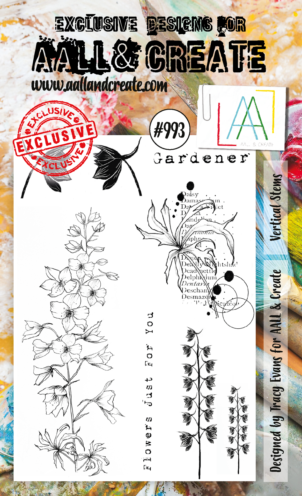 #993 - A6 Stamp Set - Vertical Stems #993 - A6 Stamp Set - Vertical Stems
