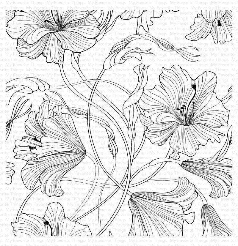 Harmonious Hibiscus Background - Rubber Stamp