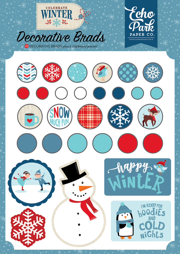 Decorative Brads - Celebrate Winter - Echo Park Decorative Brads - Celebrate Winter - Echo Park