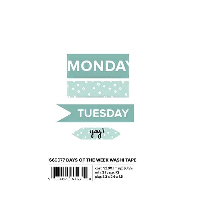 Days of the Week - Teal - Washi Chomper - Washi Tape
