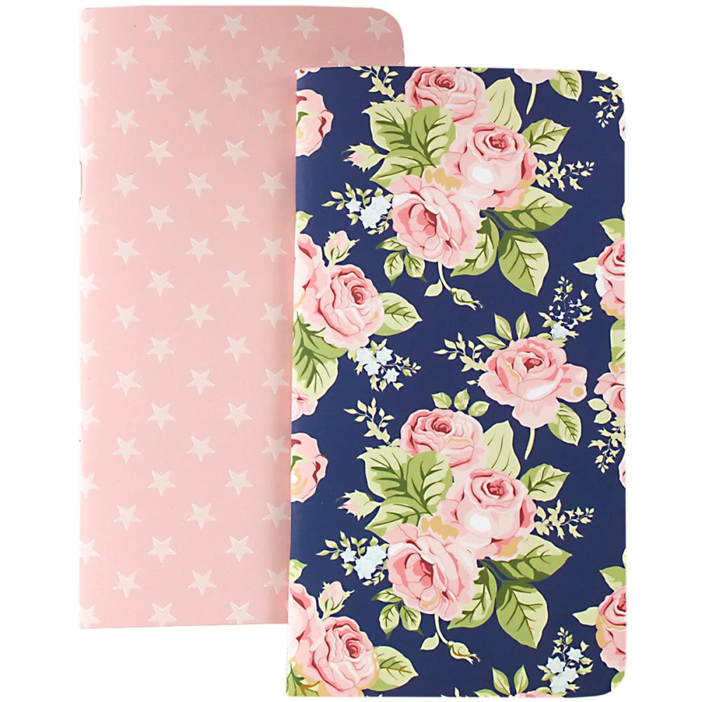 Notebooks 2/Pkg- Floral & Stars W/80 Pink Sheets