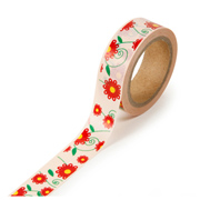 Washi Tape - Floral Yellow, Red