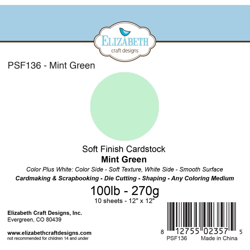 Mint Green - Soft Finish Cardstock - 270gr - 12"x12"