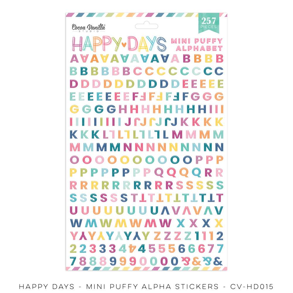 Mini Puffy Alphabet Stickers - HAPPY DAYS