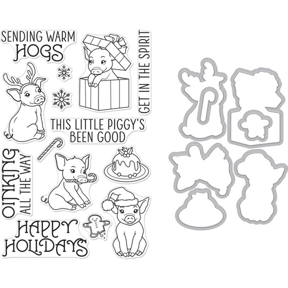 Sending Warm Hogs - Hero Arts Clear Stamp & Die Combo