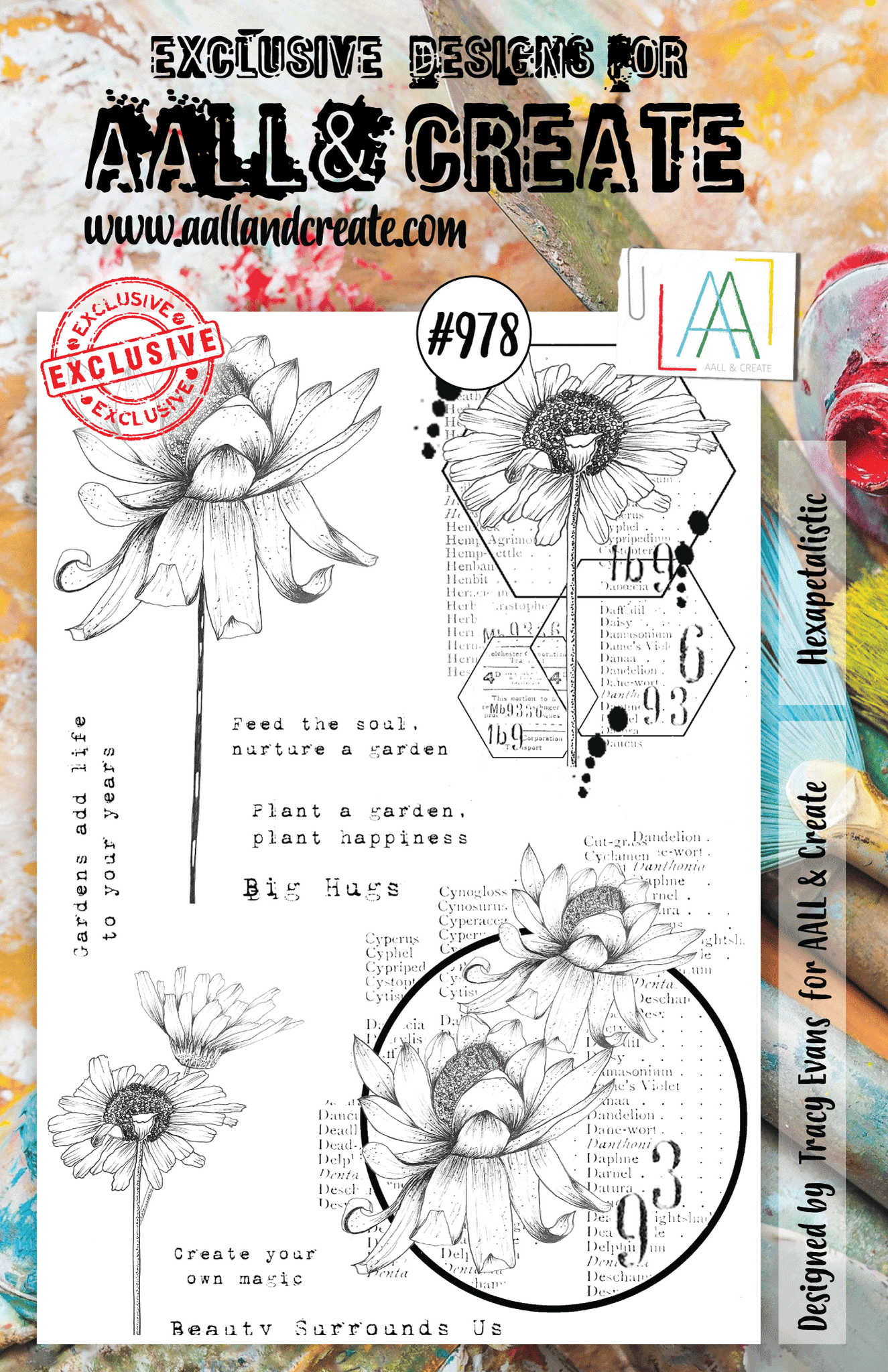 #978 - A5 Stamp Set - Hexapetalistic #978 - A5 Stamp Set - Hexapetalistic