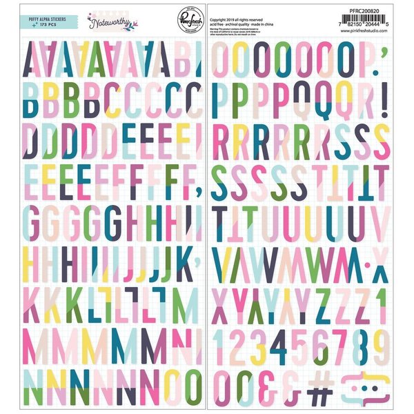 Puffy Alpha Stickers - Noteworthy - Pinkfresh Studio