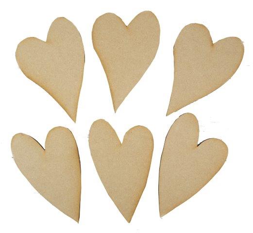Mdf Mixed Hearts pack of 6 Mdf Mixed Hearts pack of 6