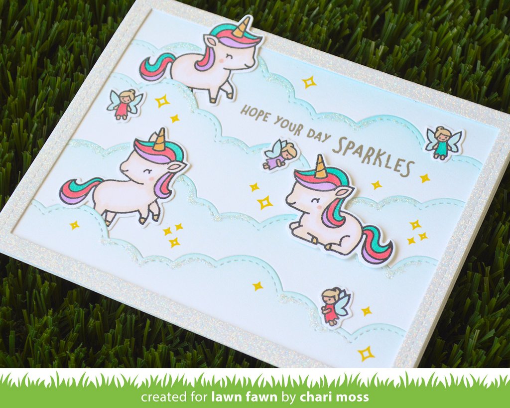 Puffy Cloud Backdrop: Landscape - lawn cuts