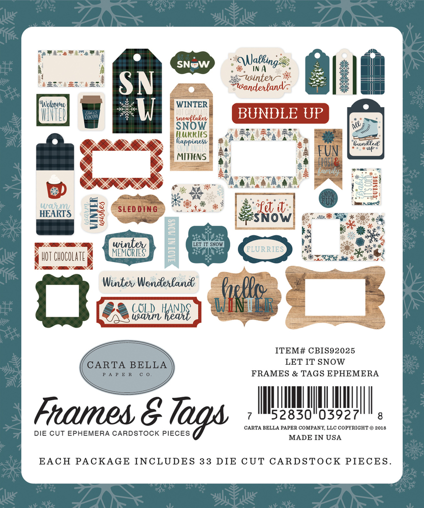 Frames & Tags Ephemera - Let it Snow - Carta Bella
