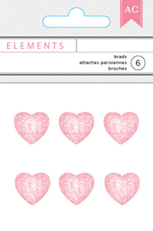 Pink Hearts - American Crafts Glitter Brads