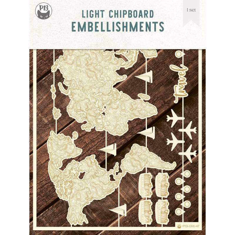 World Map - Light Chipboard Embelishments