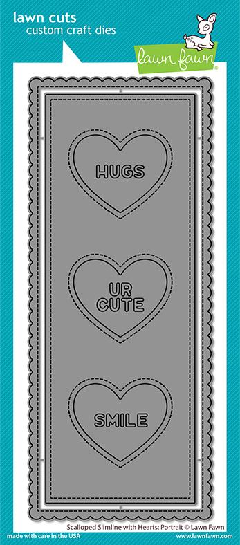 Scalloped Slimline with Hearts: Portrait - Lawn Cuts