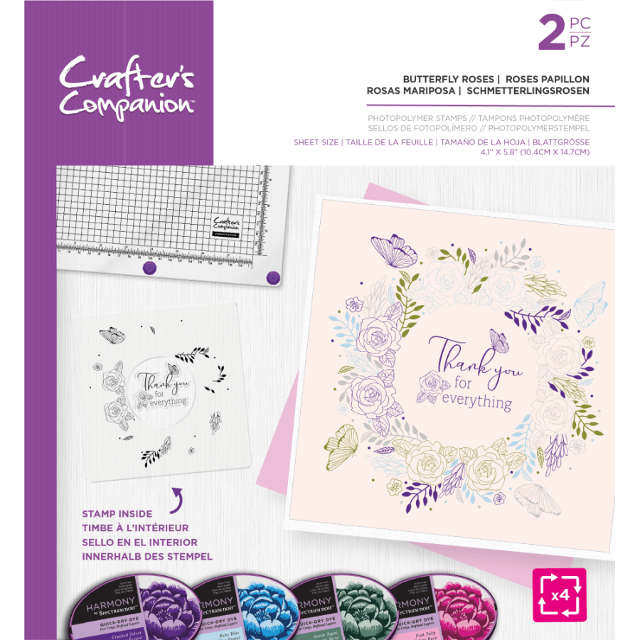 Butterfly Roses - Rotating Clearstamp - Crafter's Companion
